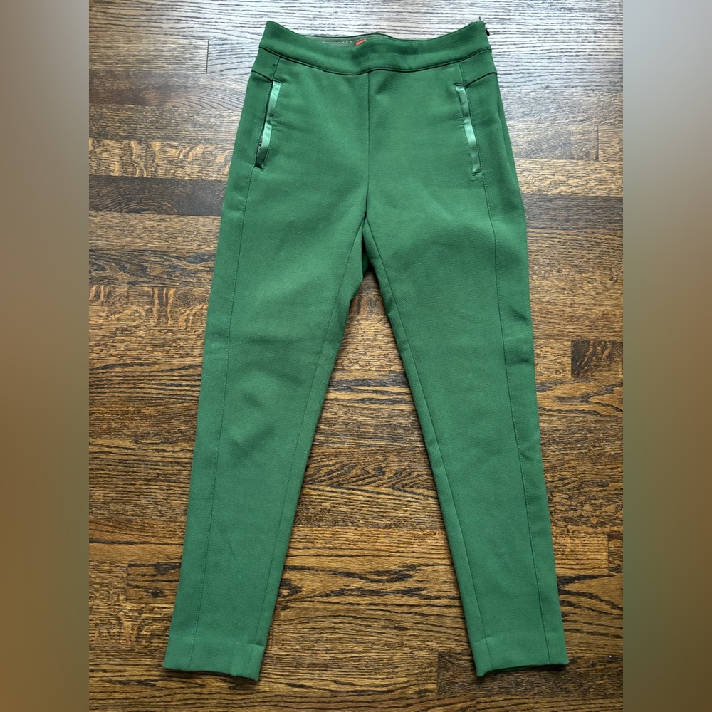 Anthropologie Cartonnier Green Stretch High-Rise Slim Straight Pants. Size 4 - Picture 3 of 10
